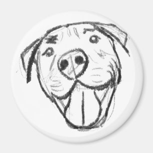 Imã desenho pitbull simples amantes de cães preto bran