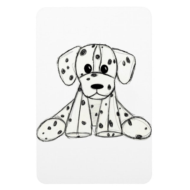 Ímã Desenho simples de um cão dalmata de pelúcia em pr (Vertical)
