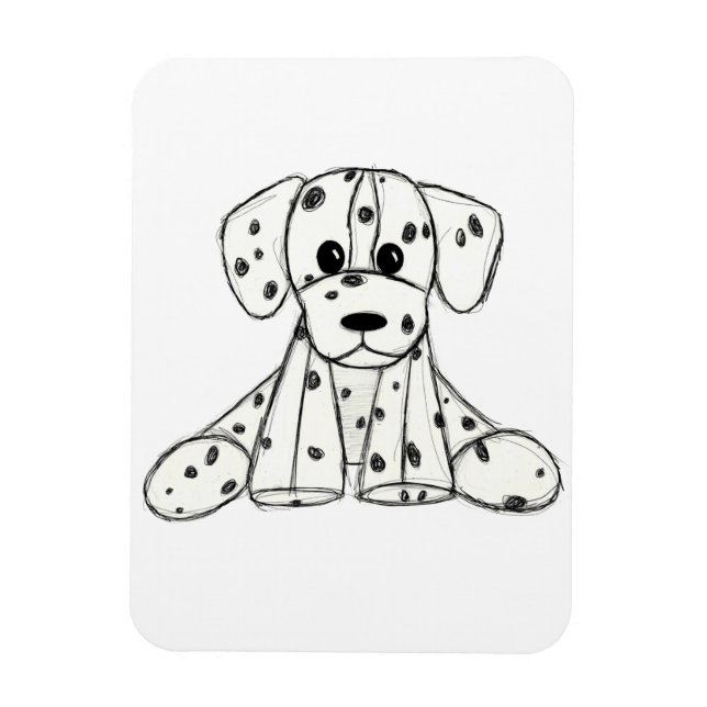 Ímã Desenho simples de um cão dalmata preto (Vertical)