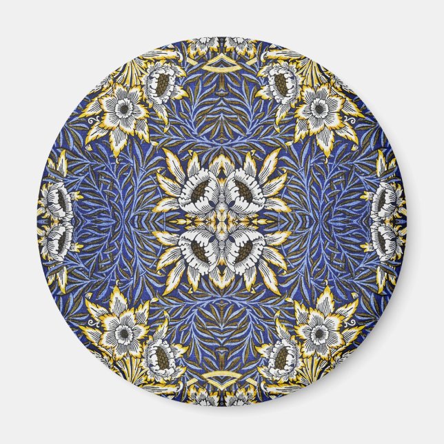 Imã Desenho Tulipa e Salgueiro Azul e Dourado de Willi (Frente)
