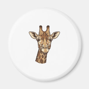 Imã Desenho Vetorial de Cabeça de Girafa Gravada Vinta