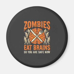 Imã Desenho Vetorial de Zumbi Engraçado Comendo Cérebr