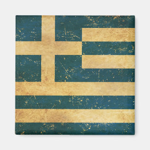 Imã Desenho Vintage Grunge da Bandeira da Grécia