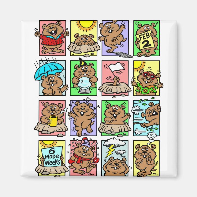Imã Desenhos Engraçados do Dia do Marmota (Frente)