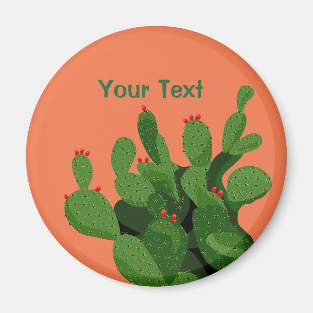 Imã Desert Prickly Pear Arizona Magnet Personalizado (Frente)