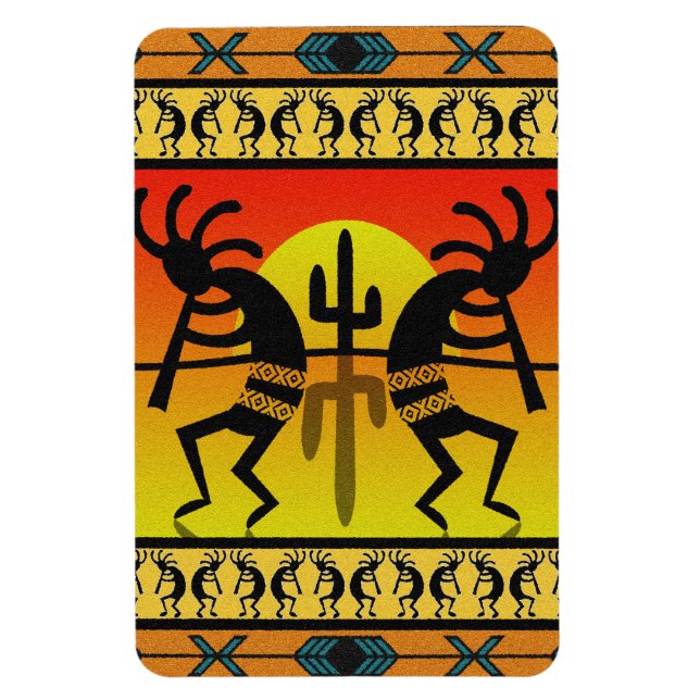 Ímã Desert Sun Cactus Kokopelli Sudoeste (Vertical)