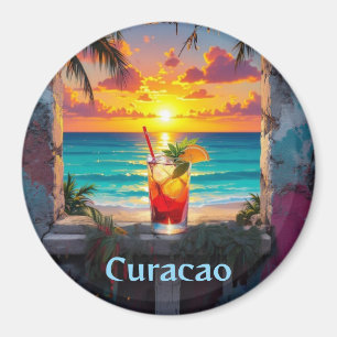 Imã Desfrutando de um pôr do sol em curacao