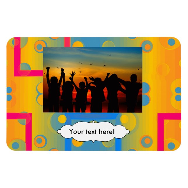 Ímã Design abstrato de quadrados e círculos (Horizontal)