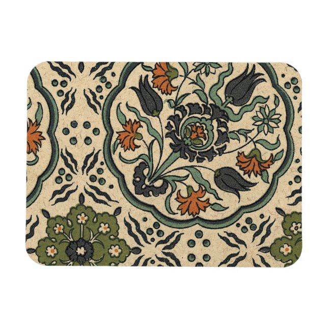 Ímã Design Azulejo Floral Persa Decorativo (Horizontal)