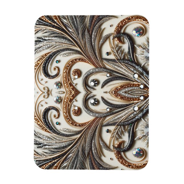 Ímã Design Barroco Glamoroso com Glitter e Pedras Gama (Vertical)