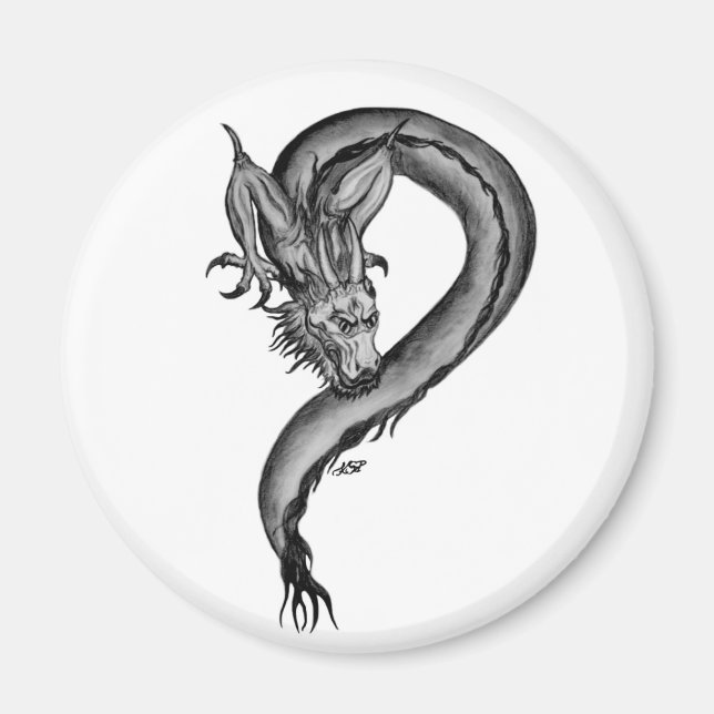 Imã Design branco e preto do dragão (Frente)