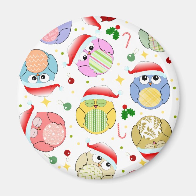 Imã Design das Corujas de Natal (Frente)