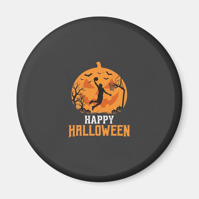 Imã Design de Abóbora de Basquete no Halloween_1 (Frente)