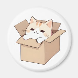 Imã Design de Adesivo Kawaii de Gato Fofo em uma Caixa