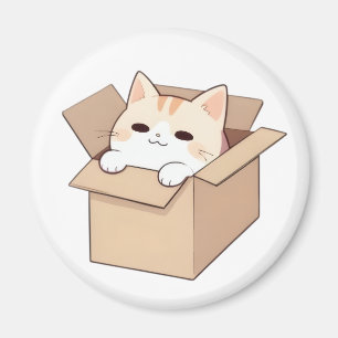 Imã Design de Adesivo Kawaii de Gato Fofo em uma Caixa