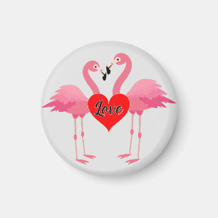 Imã Design de Amor Flamingo Cor-de-Rosa - Magnet: Círc