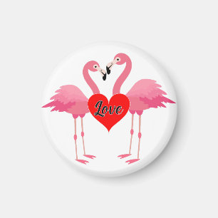 Imã Design de Amor Flamingo Rosa - Magnet: Círculo