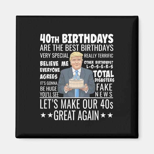 Imã Design de Aniversário de 40 Anos - Presente de Ani (Frente)