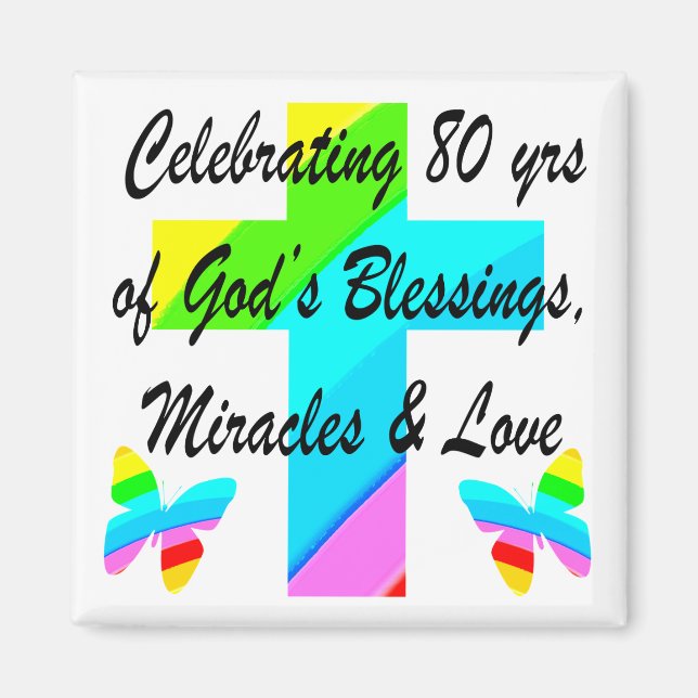 IMÃ DESIGN DE ANIVERSÁRIO DE 80 PERSONALIZADO RELIGIOS (Frente)