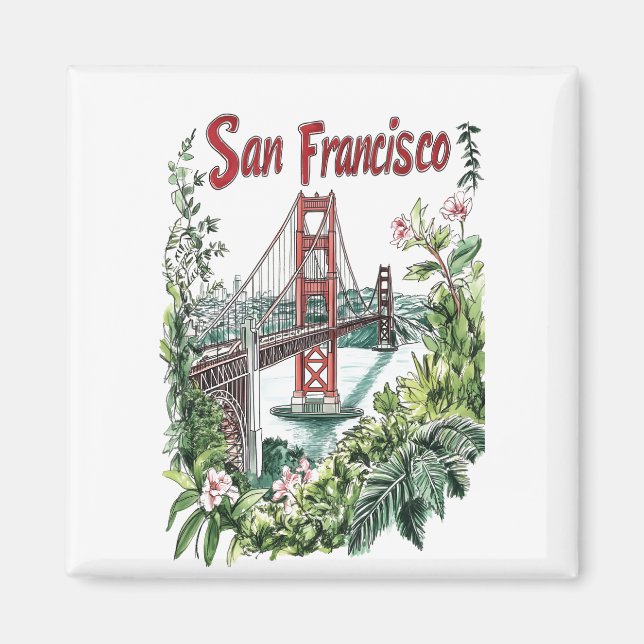 Imã Design de Aquarela da ponte de Ouro San Francisco (Frente)