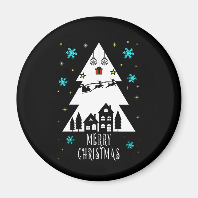 Imã Design de árvore de Natal com preto-e-branco (Frente)