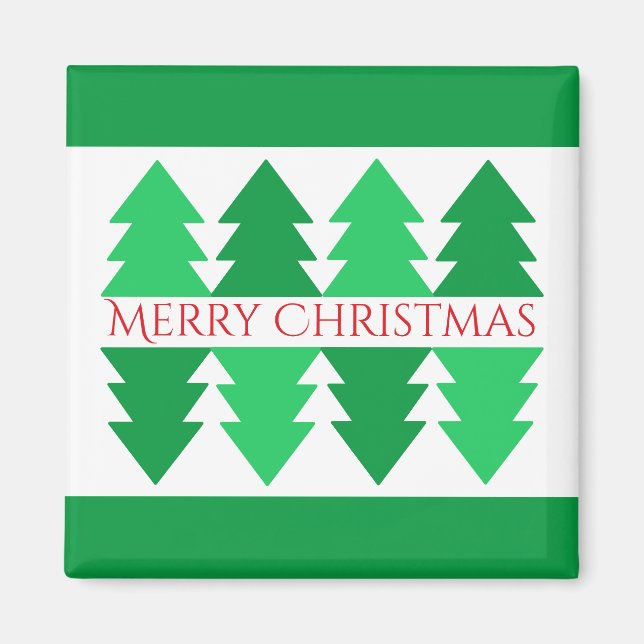 Imã Design de Árvore Verde Feliz de Natal (Frente)