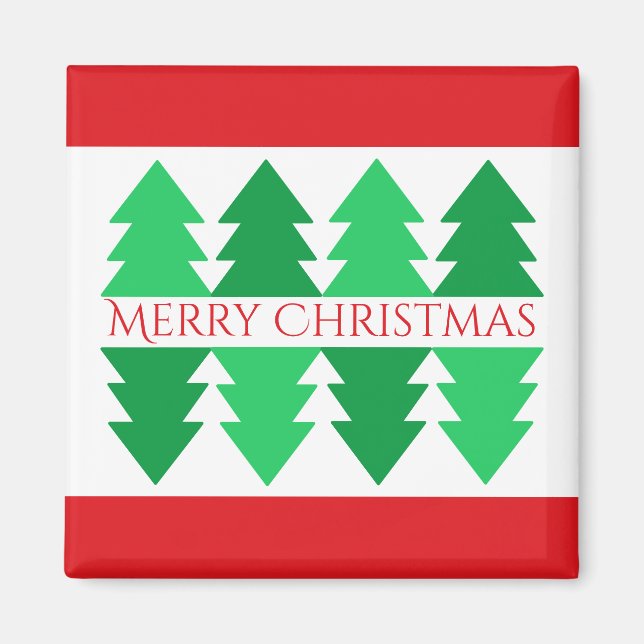 Imã Design de Árvore Verde Feliz de Natal (Frente)