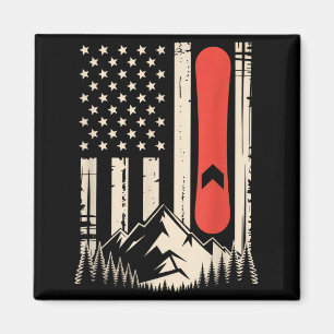 Imã Design de bandeira americana de montanha de snowbo