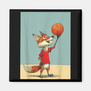 Imã Design de basquete engraçado de esportes de raposa
