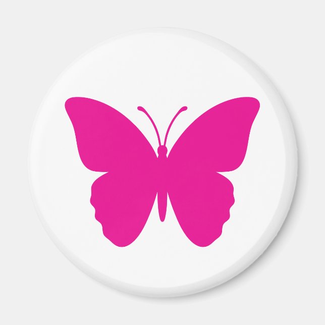 Imã Design de Borboleta Rosa Quente Redondo (Frente)