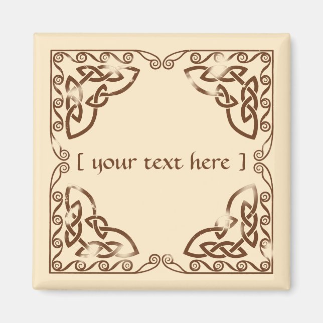 Imã Design de Borda Tribal Castanho Celta Nó Marrom (Frente)