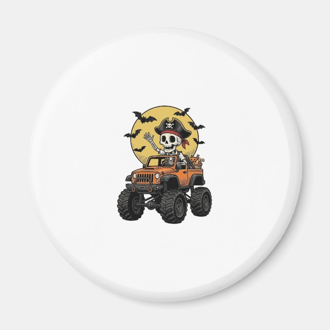 Imã Design de caminhão monstro de esqueleto pirata de  (Frente)
