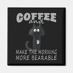 Imã Design de camiseta Gato e Café, Humor matinal de g