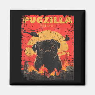 Imã Design de camiseta Pugzilla para dono de Pug retrô