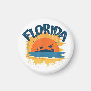 Imã Design de camiseta retro da Flórida vintage Sunshi