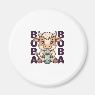 Imã Design de camiseta vintage de chá de boba de vaca
