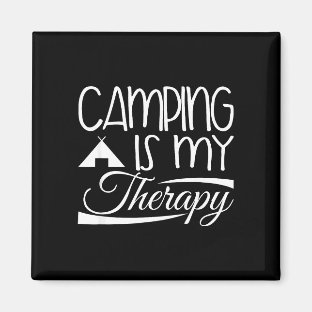 Imã design de camper - camping é minha terapia  (Frente)