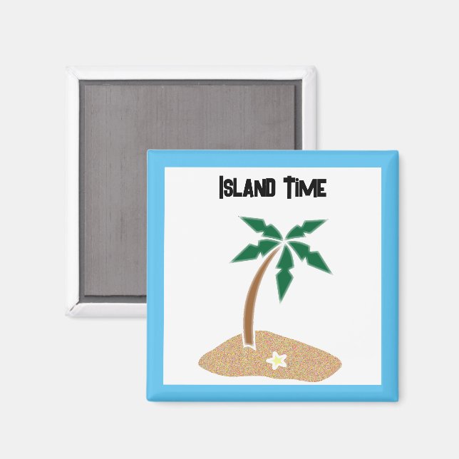 Imã Design de Cartoon da Ilha Tropical Palm Tree Getaw (Front/Back)