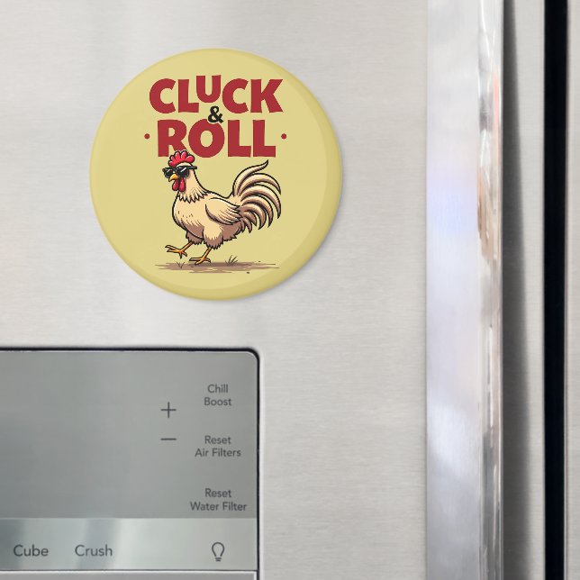 Imã Design de Cartoon Legal "Cluck & Roll" engraçado (In Situ (Fridge))
