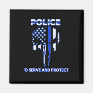 Imã Design de Caveira da Polícia com Linha Azul
