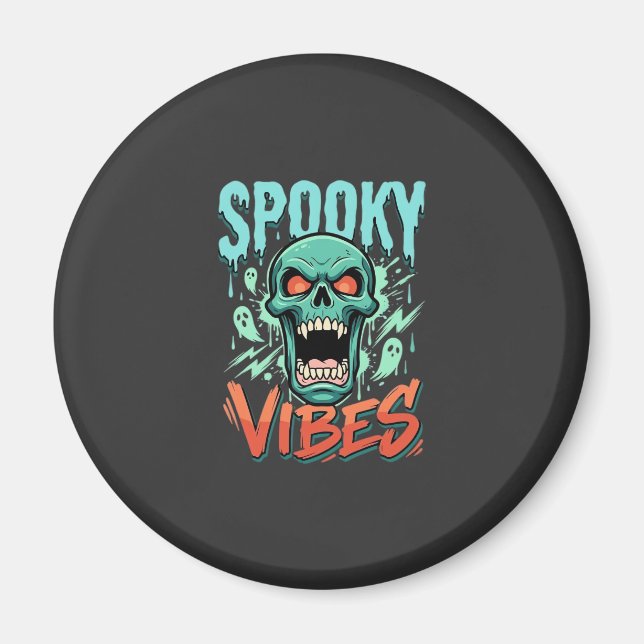 Imã Design de Caveira de Fantasma de Halloween Vibes A (Frente)