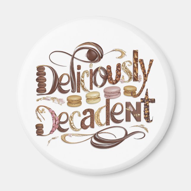 Imã Design de chocolate e bolos decadentes deliciosos (Frente)