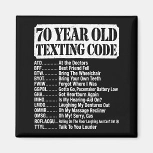 Imã Design de código de texto de pessoa idosa de 70 an