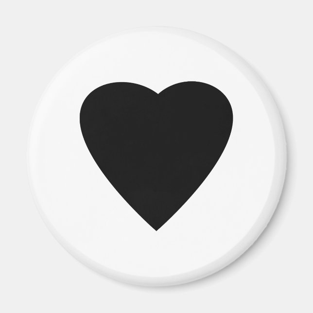 Imã Design de Coração de Amor Negro e Branco. (Frente)