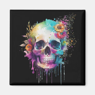 Imã Design de crânio com placas coloridas