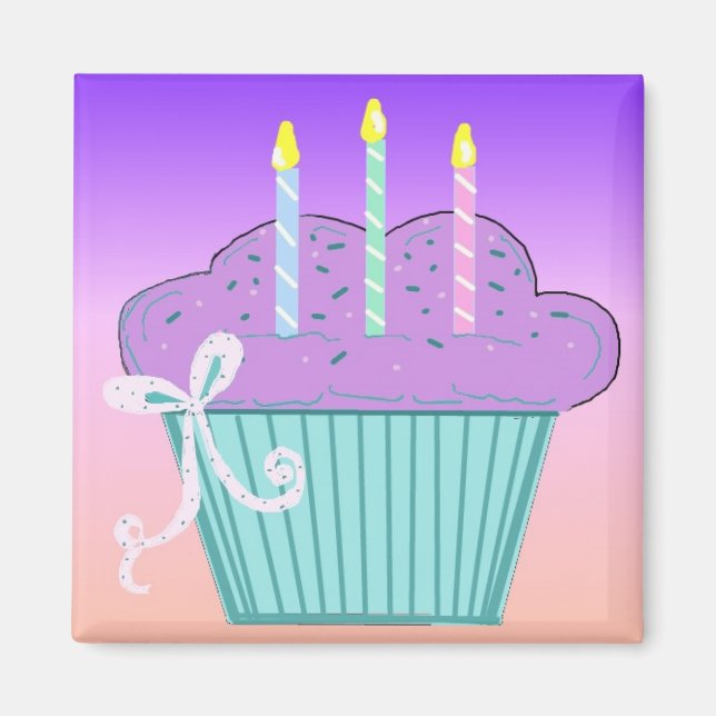 Imã Design de Cupcake de Aniversário Bonito (Frente)