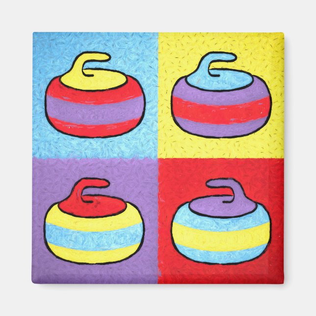 Imã Design de Curling que é Pop Art (Frente)