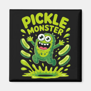 Imã design de desenho animado de monstro de picles eng