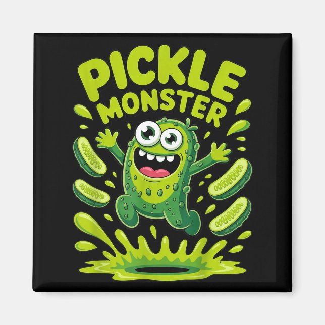 Imã design de desenho animado de monstro de picles eng (Frente)