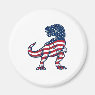 Imã Design de Dinossauro T-Rex Patriótico Bandeira Ame